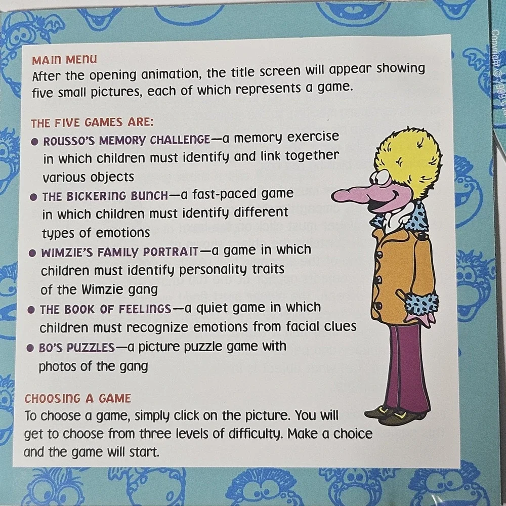 Wimzie's House Play Along‎ With Wimzie Kids Computer PC Game 1999 CD-ROM Vintage